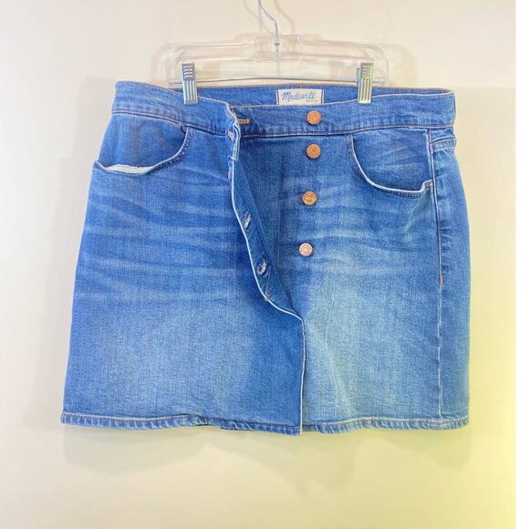 Madewell Denim Medium Wash Asymetrical Button Up Skirt 29 us - Picture 4 of 7